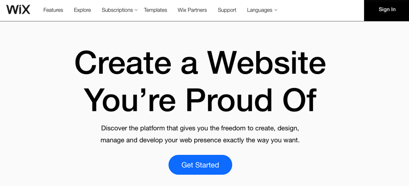 Wix.com címsor: Hozzon létre egy weboldalt, amire büszke vagy