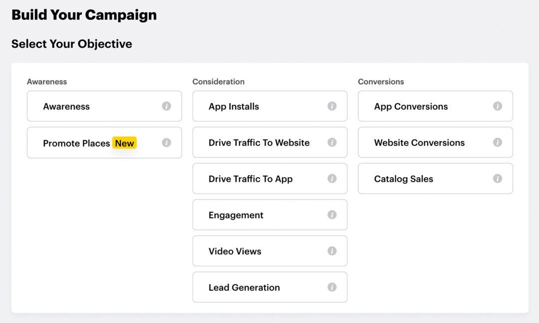 válassza ki a Snapchat Instant Create kampány célját
