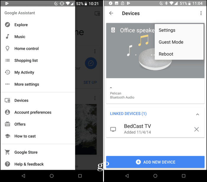 Google otthoni eszközök Bluetooth
