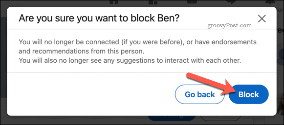 Blokk megerősítése a LinkedIn-en