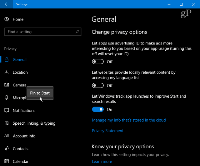Windows 10 beállítások
