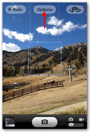 Készítsen iPhone iOS Panoramic Photo készüléket - Koppintson az Opciók elemre