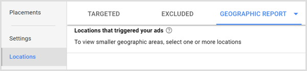 Google Adwords földrajzi jelentés lap