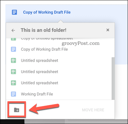 Új mappa létrehozása a fájlok áthelyezéséhez a Google Drive-ban