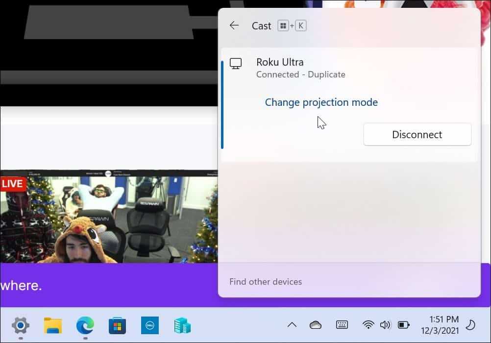 Windows 11 csatlakoztatva a Rokuhoz