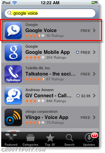 Google Voice az ipod vagy ipad alkalmazásboltjában