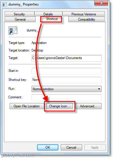 a parancsikon ikon megváltoztatása Windows 7