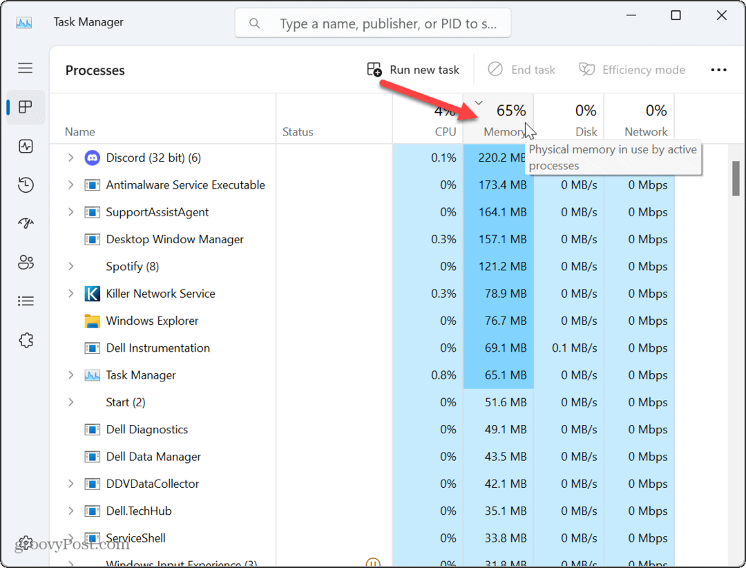 Hogyan találhatom meg az alkalmazások memóriahasználatát a Windows 11 rendszeren