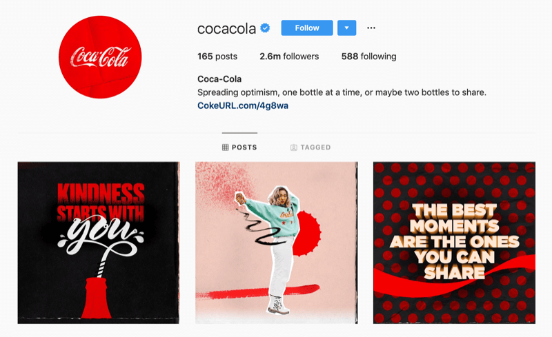 Instagram profil a Coca-Cola számára
