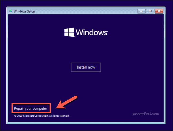 A Windows 10 Installer képernyő