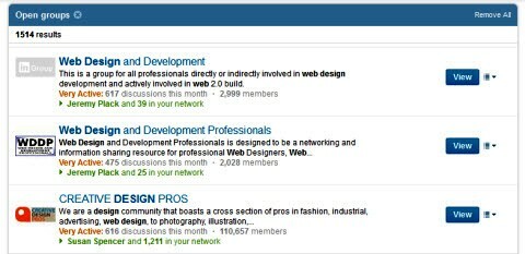 linkedin csoportok web design