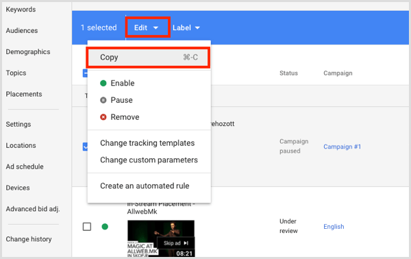 A Google Adwords másolhatja és beillesztheti a hirdetéscsoportokat