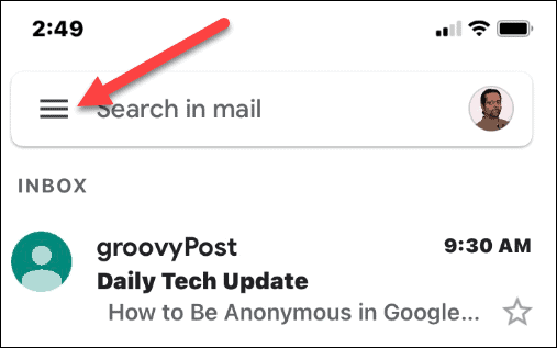 gmail beállítások menü