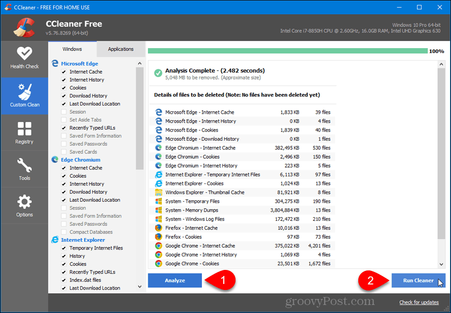 Custom Clean a CCleaner alkalmazásban