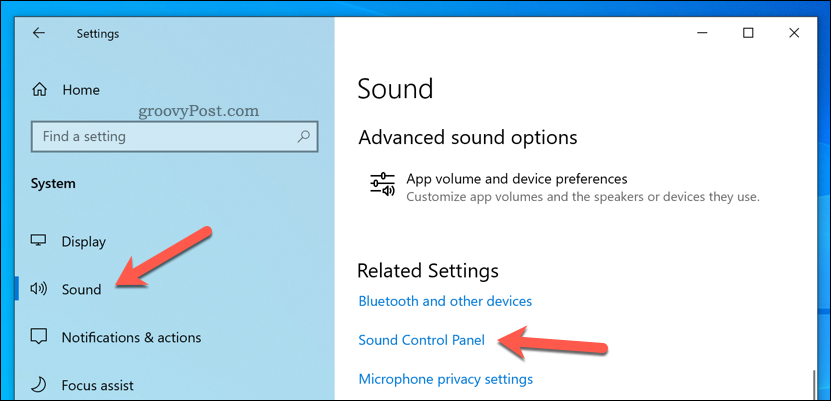 Nyissa meg a Hangvezérlőpultot a Windows 10 rendszeren