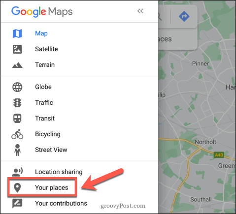 Google Maps a Saját helyek lehetőség