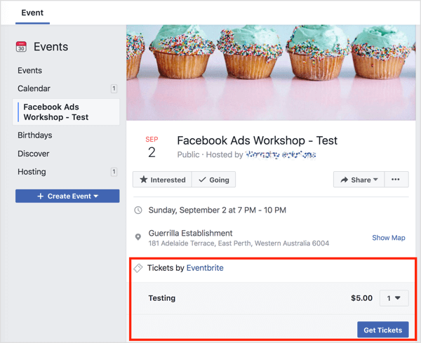 Így fog kinézni Önnek a Facebook eseményoldal rendszergazdaként.