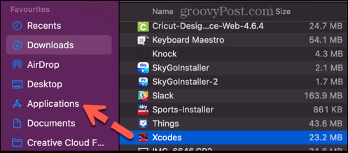 húzza az xcode-okat az alkalmazások mappájába