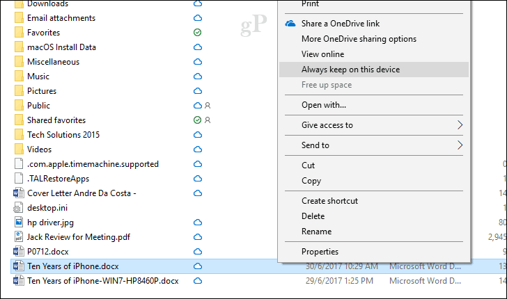 Az OneDrive fájlok igény szerinti engedélyezése és használata a Windows 10 rendszerben