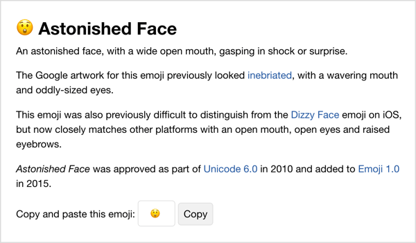Emoji másolása az Emojipedia alkalmazásból.