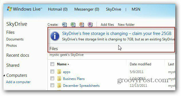 Szerezze be 25 GB-os SkyDrive-jét