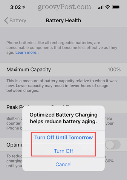 Kapcsolja ki az optimalizált akkumulátortöltési lehetőségeket az iPhone készüléken