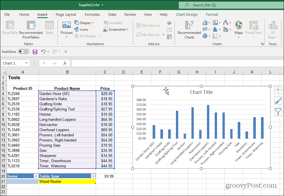 Sávdiagram Létrehozva Excel