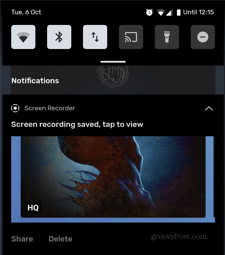 Android Screen Recorder felvétel megosztási törlése