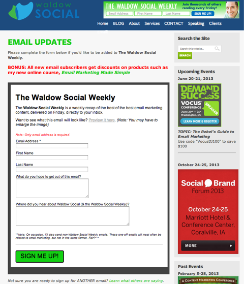 waldow közösségi e-mail frissítések