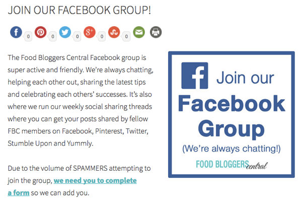 Hívja meg a webhely látogatóit, hogy csatlakozzanak a Facebook-csoporthoz.