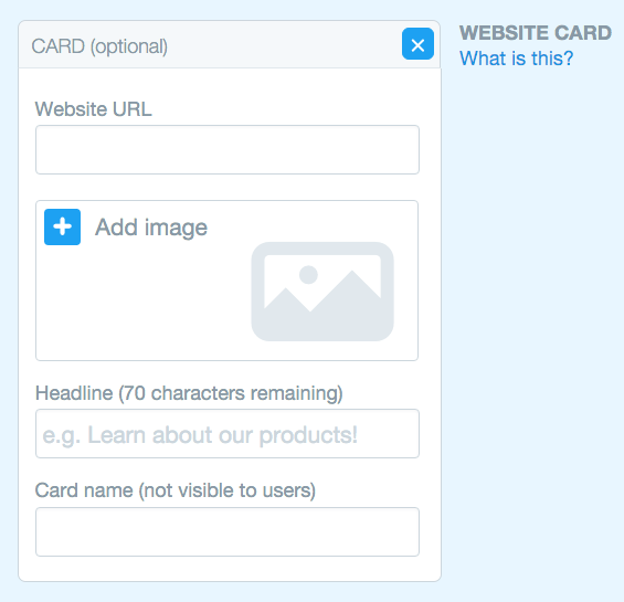 A twitter webhelyén kattintson a weboldal kártyasablonjára