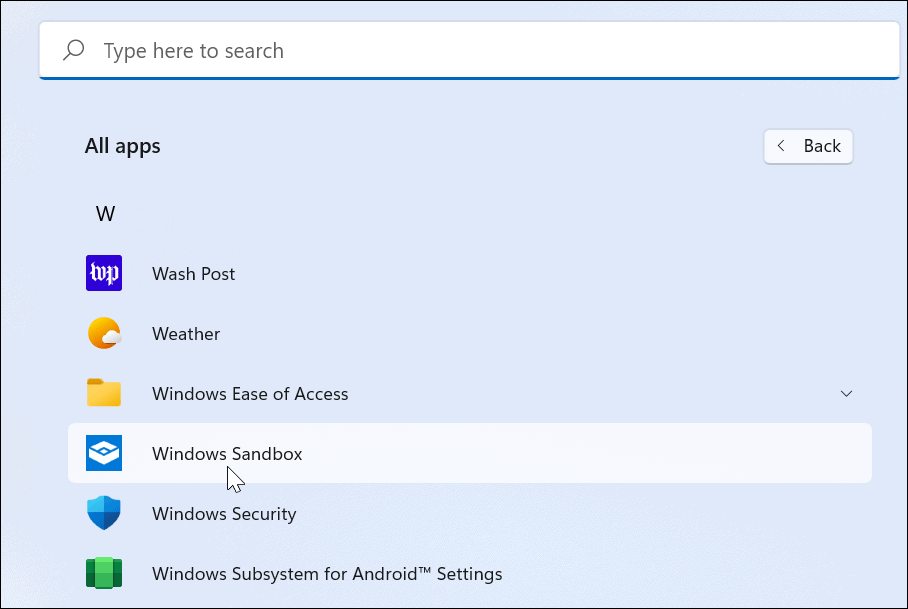 állítsa be a windows homokozót a Windows 11 rendszeren