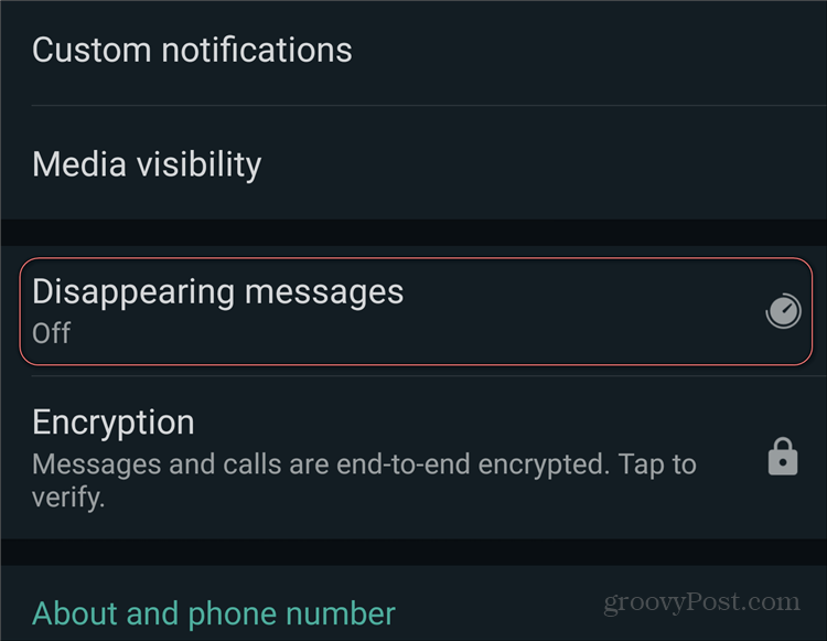 A WhatsApp eltűnő üzenetei bekapcsolva