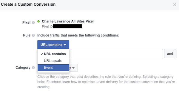 Hozzon létre eseményalapú egyéni konverziókat a Facebook Ads Manager-ben.
