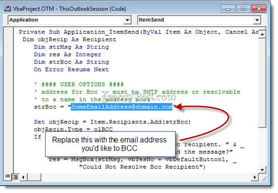 Automatikus BCC az Outlook 2010-rel