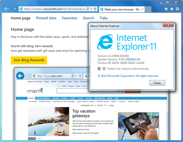 IE 11 Telepített Windows 7