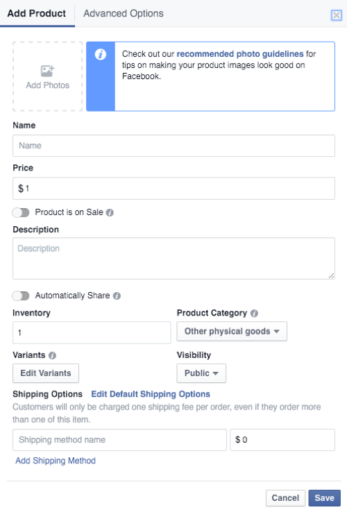 facebook bolt termék részletei