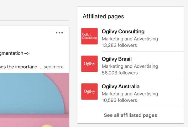 Ogilvy kapcsolt LinkedIn vállalati oldalai.