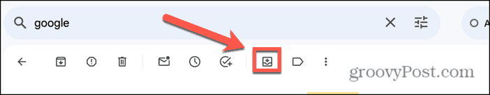 gmail áthelyezés a postafiókba ikonra