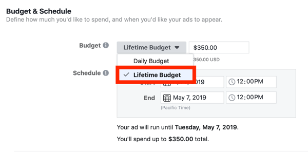 Tippek a Facebook hirdetési költségeinek csökkentésére, lehetőség a kampány költségkeretének életre szóló költségkeretre történő beállítására