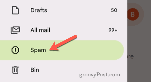 Nyissa meg a Gmail spam mappáját a mobilalkalmazásban