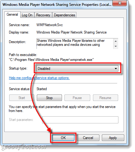 a Windows Media Player indítási típusa le van tiltva