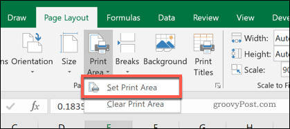 Az Excel nyomtatási területének beállítása