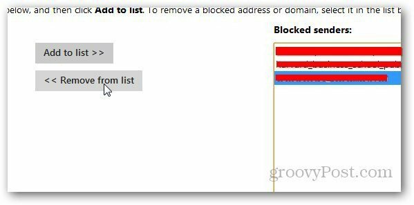 Az Outlook blokkolt listája 5