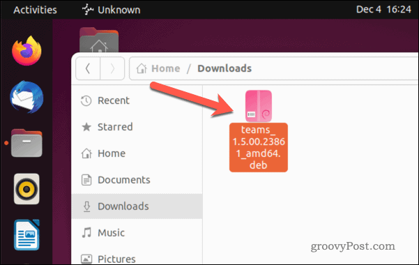 Nyissa meg a Microsoft Teams telepítőfájlját az Ubuntun