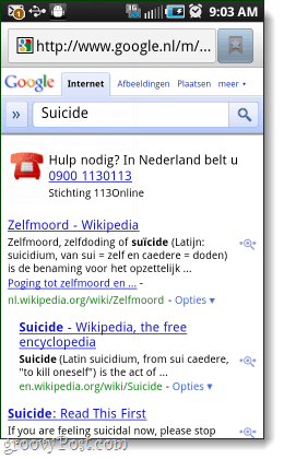 google öngyilkossági segélyvonal Hollandiában