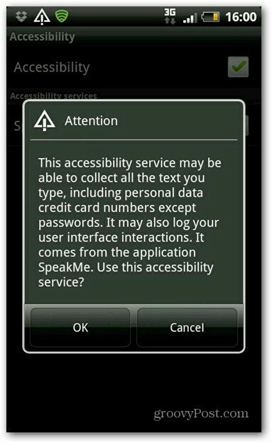 A SpeakMe Android hozzáférhetőség engedélyezése