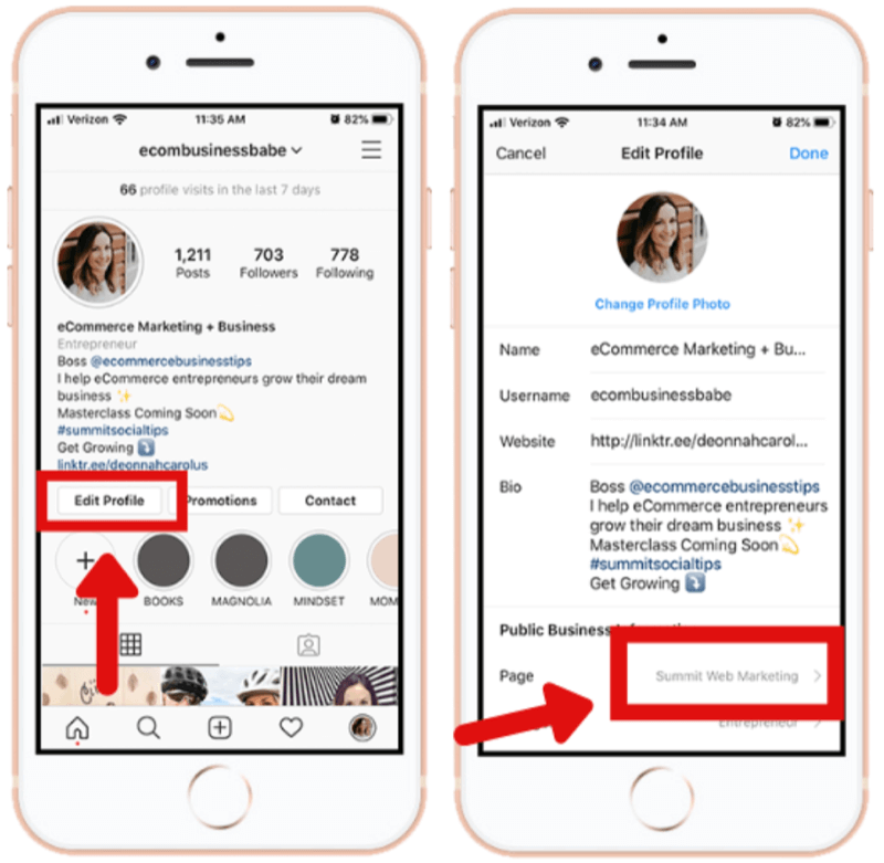 hogyan lehet összekapcsolni az Instagram üzleti fiókot az Instagram alkalmazás Facebook-oldalával