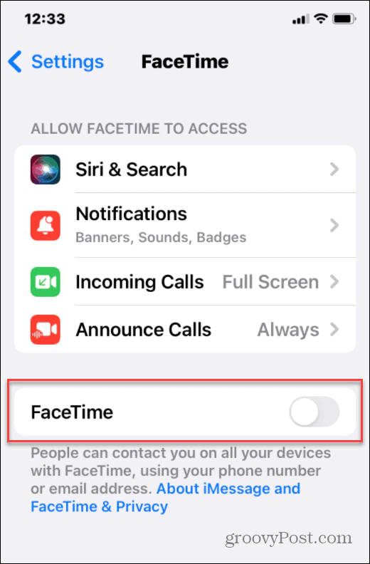 kapcsold ki a facetime iphone-t