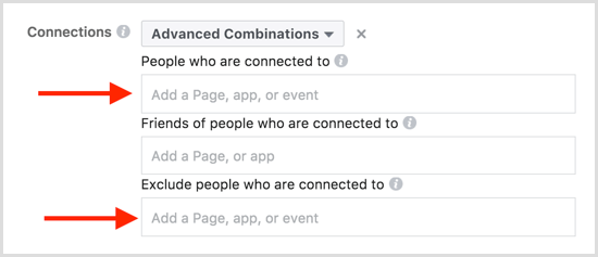 A Facebook hirdetéscélzási események speciális kombinációi